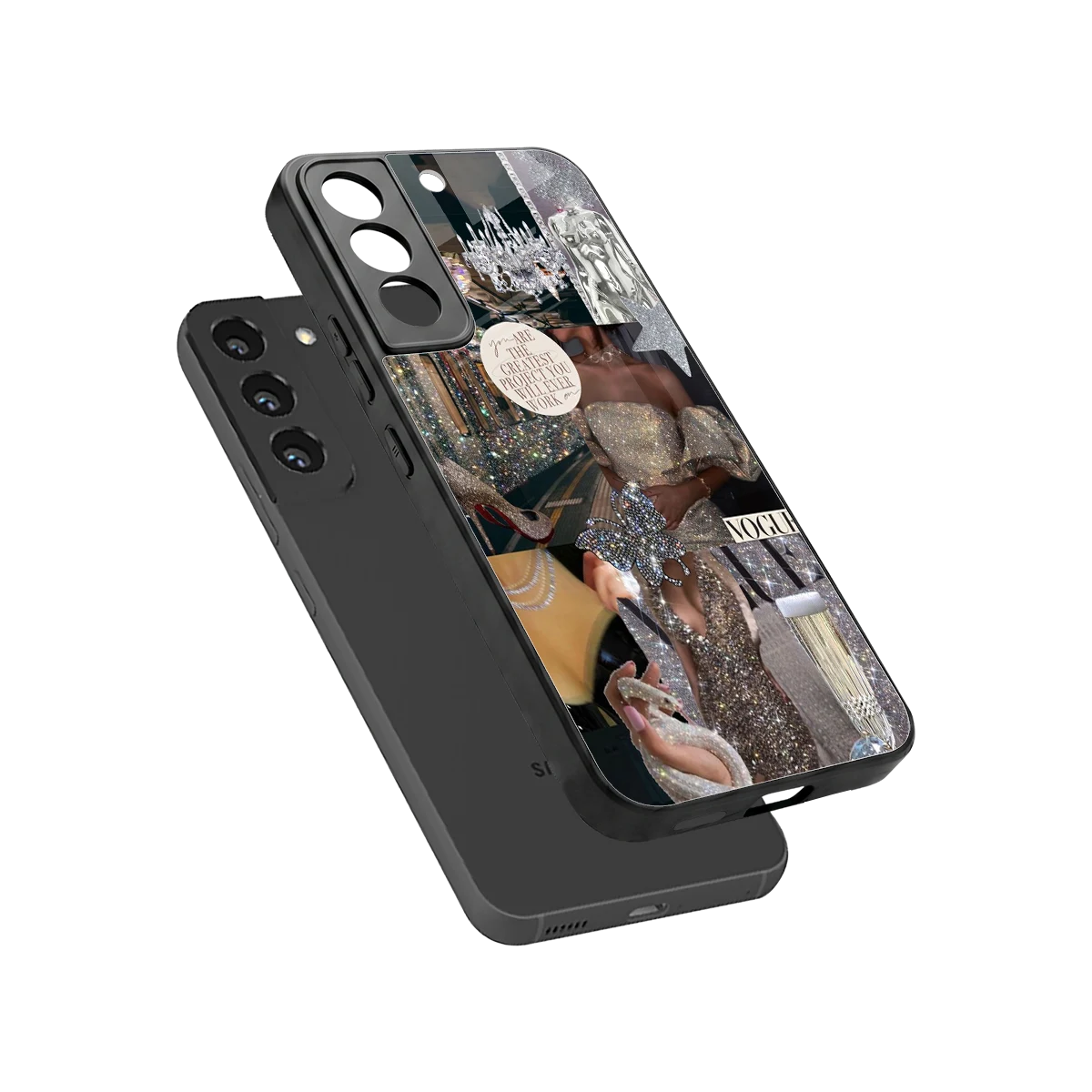 Glam Chic sleek samsung galaxy s22 cover with tempered glass back and TPU edges