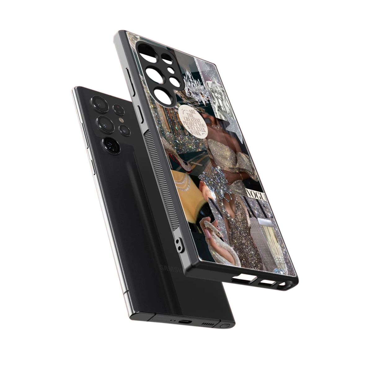 Glam Chic sleek samsung galaxy s23 ultra cover with tempered glass back and TPU edges