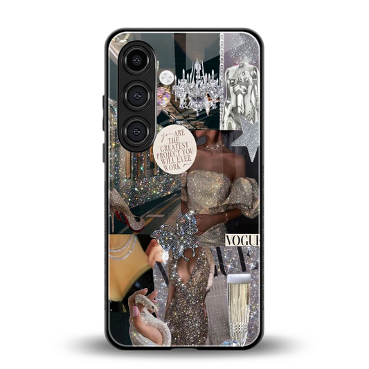 Glam Chic back phone cover | glass case for samsung galaxy s24 plus