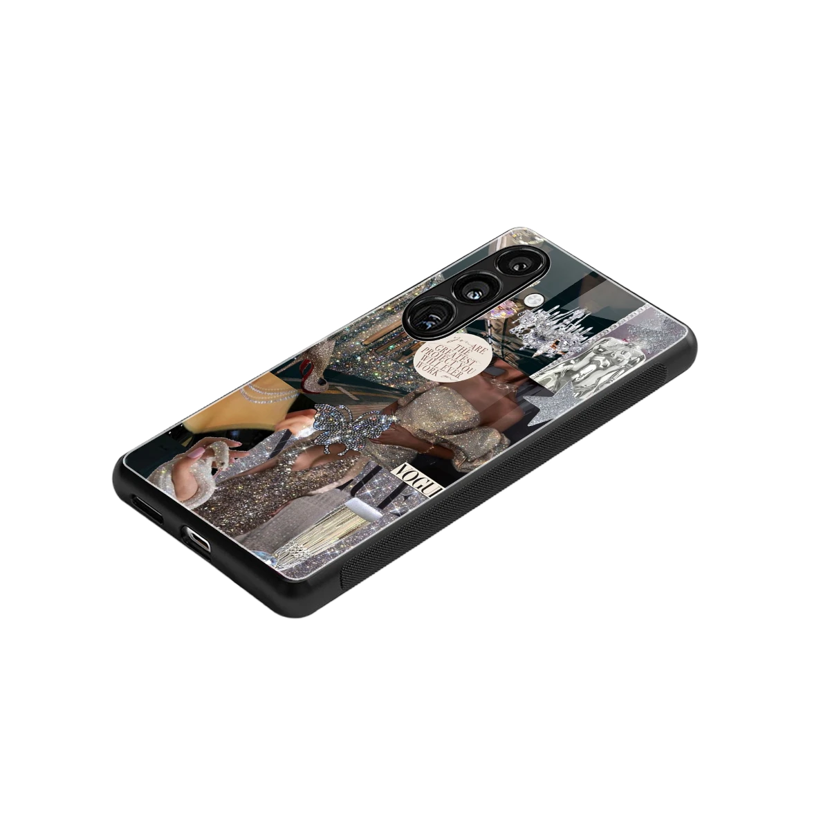 Glam Chic stylish phone case for samsung galaxy s25 fe | glossy glass and slim fit