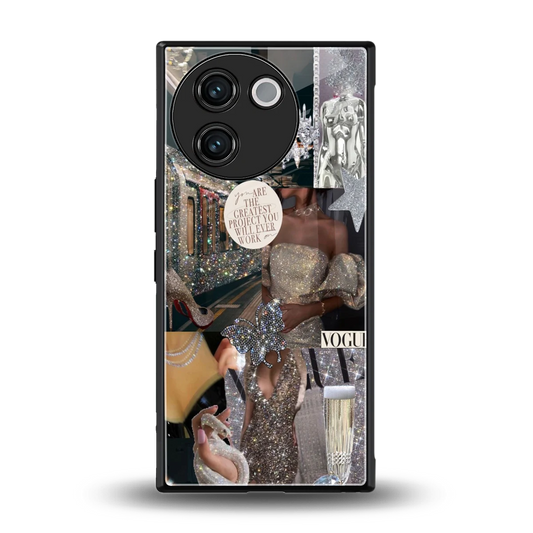 Glam Chic back phone cover | glass case for vivo v30e