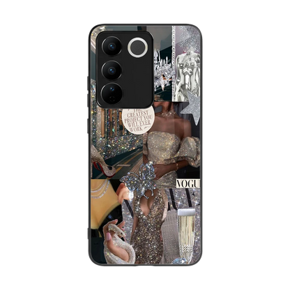Glam Chic back phone cover | glass case for vivo v27 5g