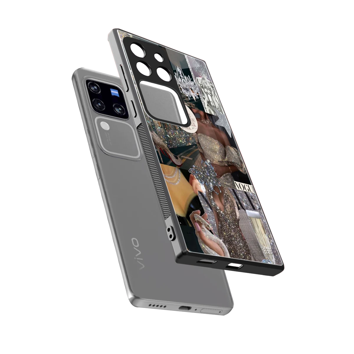 Glam Chic sleekvivo v30 pro cover with tempered glass back and TPU edges
