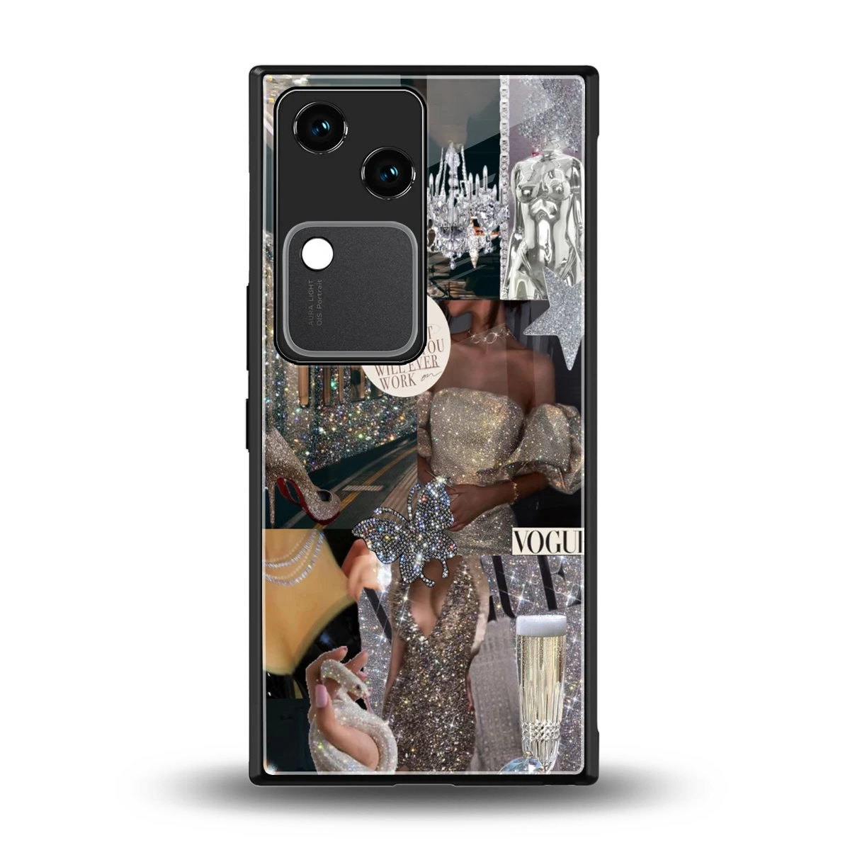 Glam Chic back phone cover | glass case for vivo v30