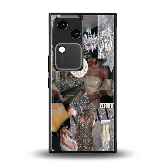 Glam Chic back phone cover | glass case for vivo v30