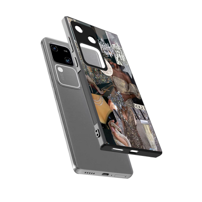 Glam Chic sleek vivo v30 cover with tempered glass back and TPU edges