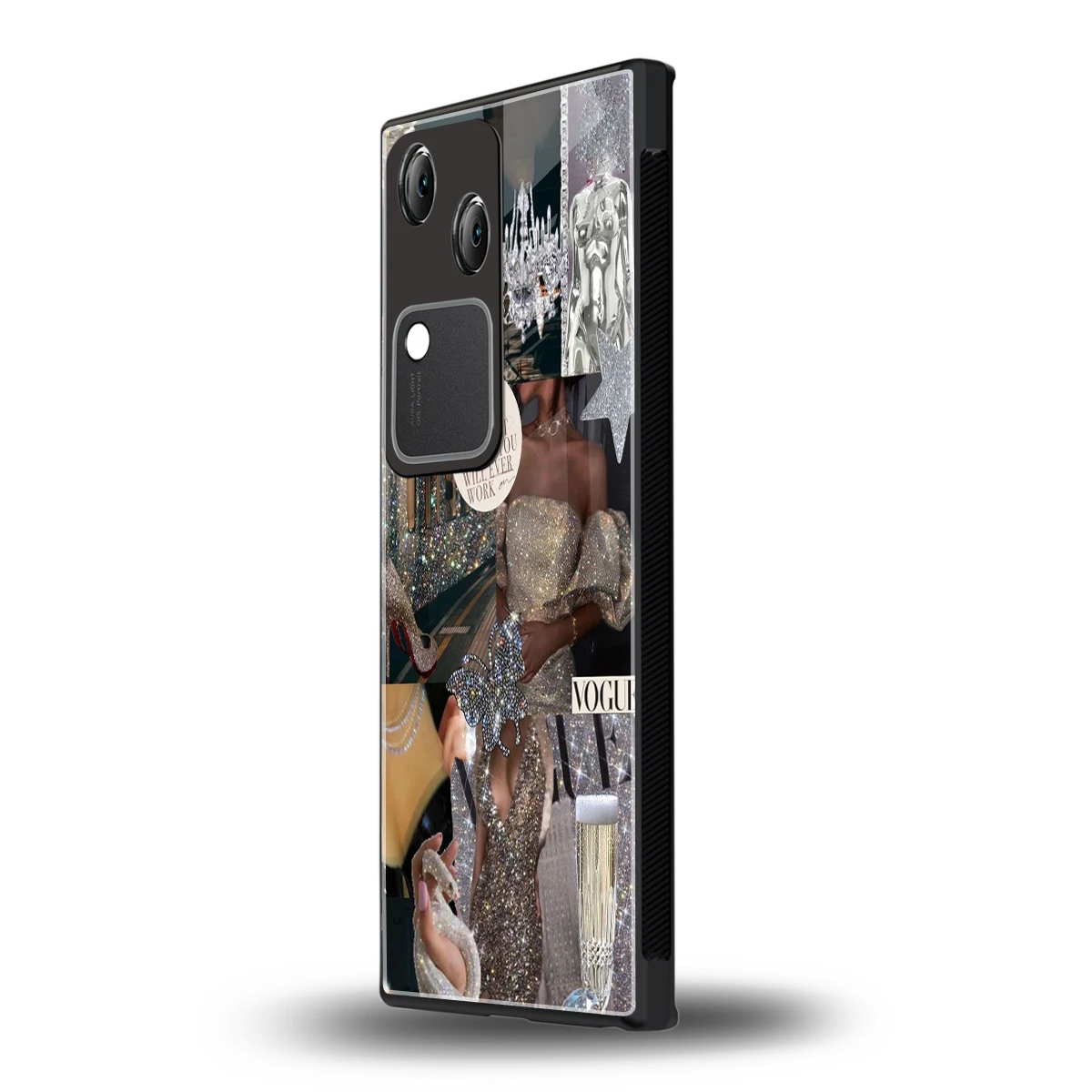 Glam Chic vivo v30 mobile cover | shockproof glass phone case