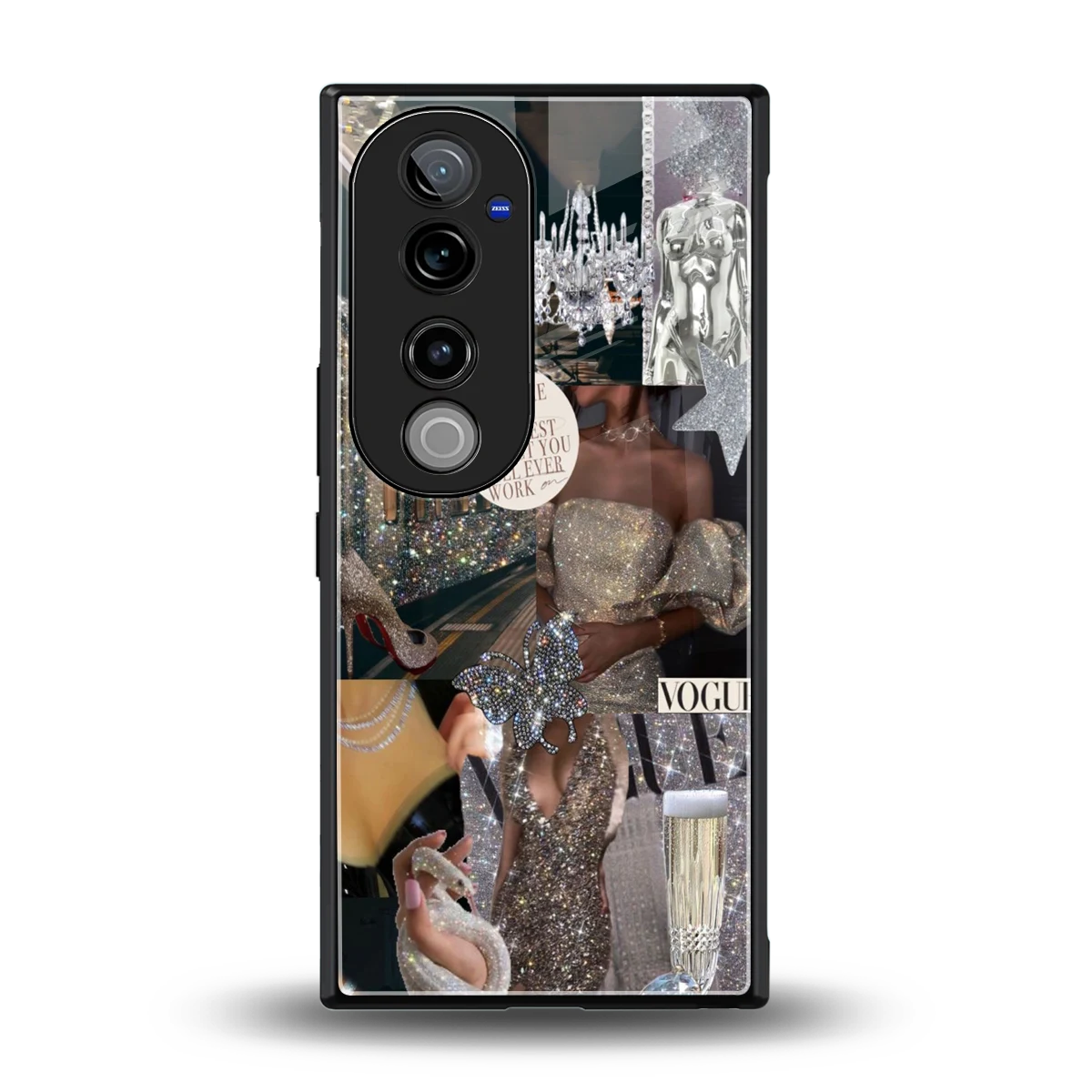 Glam Chic back phone cover | glass case for vivo v40 pro