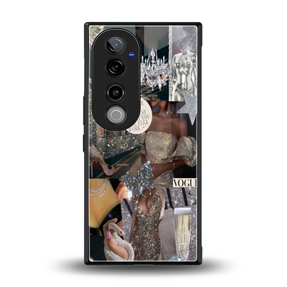 Glam Chic back phone cover | glass case for vivo v40 pro