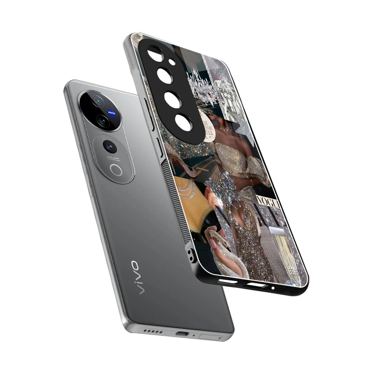 Glam Chic sleek vivo v40 pro cover with tempered glass back and TPU edges