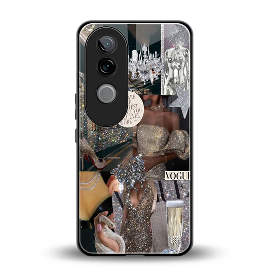 Glam Chic back phone cover | glass case for vivo v40e