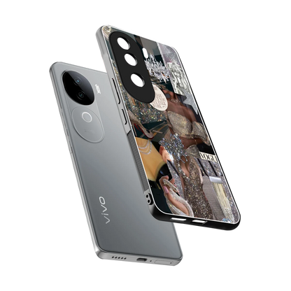Glam Chic sleek vivo v40e cover with tempered glass back and TPU edges