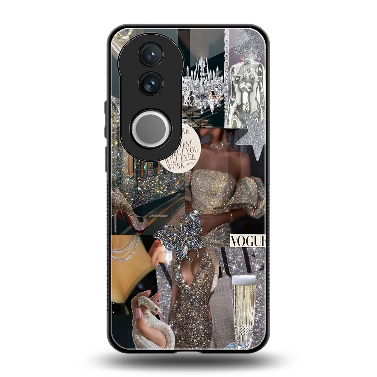 Glam Chic back phone cover | glass case for vivo v50