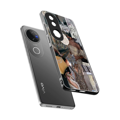 Glam Chic sleek vivo v50 cover with tempered glass back and TPU edges
