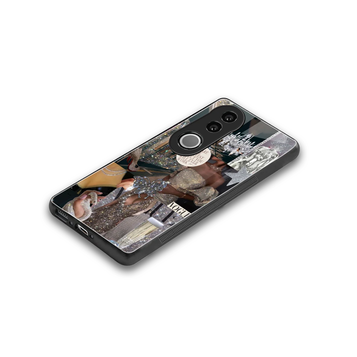 Glam Chic stylish phone case for vivo v50 | glossy glass and slim fit
