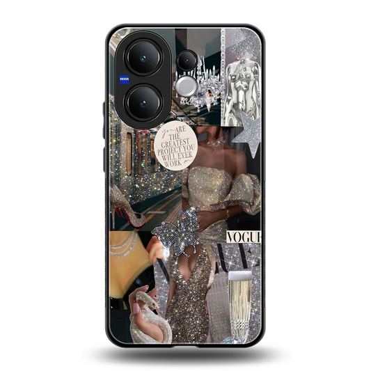 Glam Chic back phone cover | glass case for vivo v60