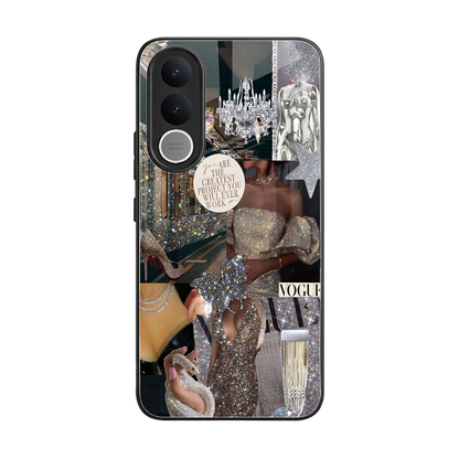 Glam Chic back phone cover | glass case for vivo v70 fe