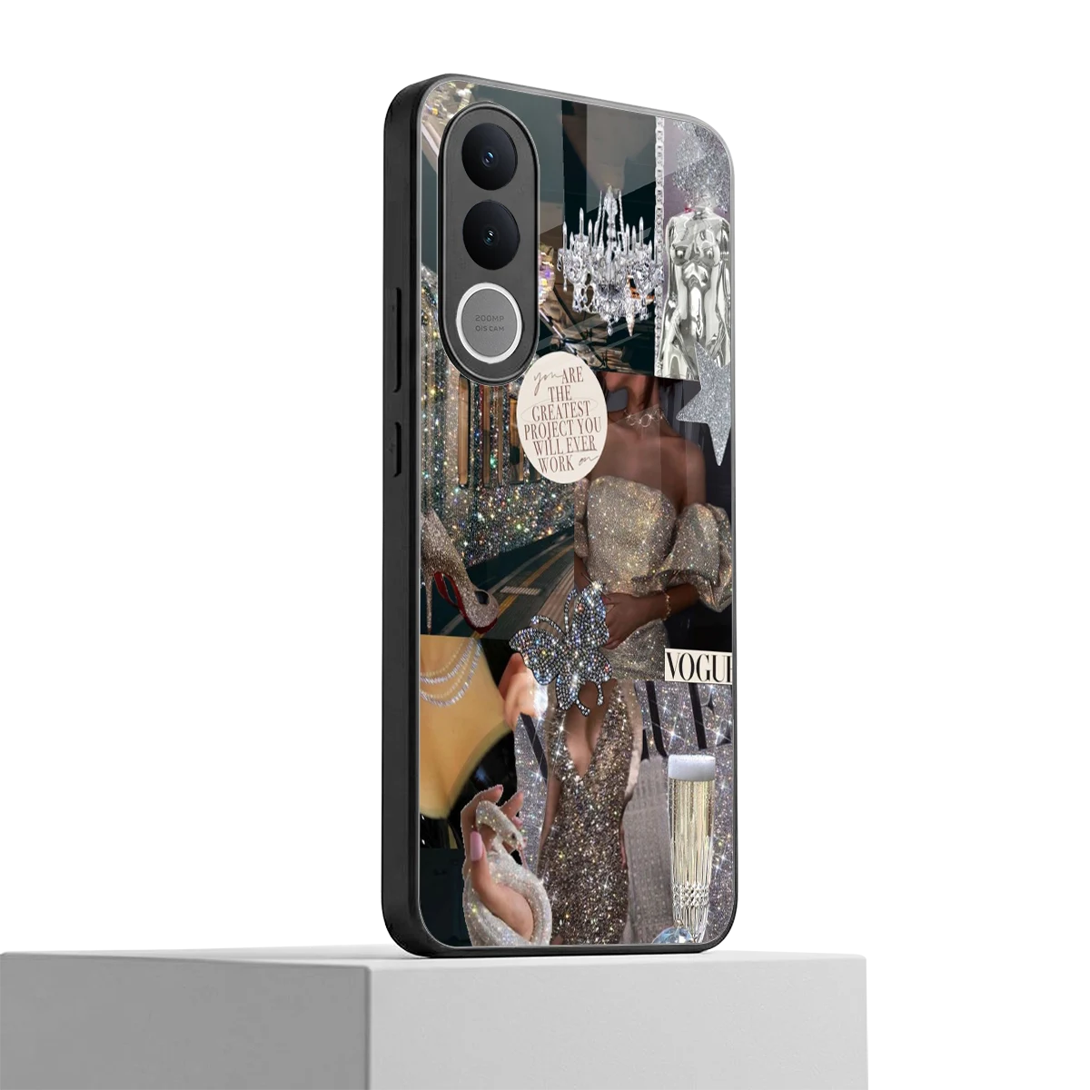 Glam Chic vivo v70 fe mobile cover | shockproof glass phone case