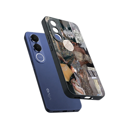 Glam Chic sleek vivo v70 fe cover with tempered glass back and TPU edges