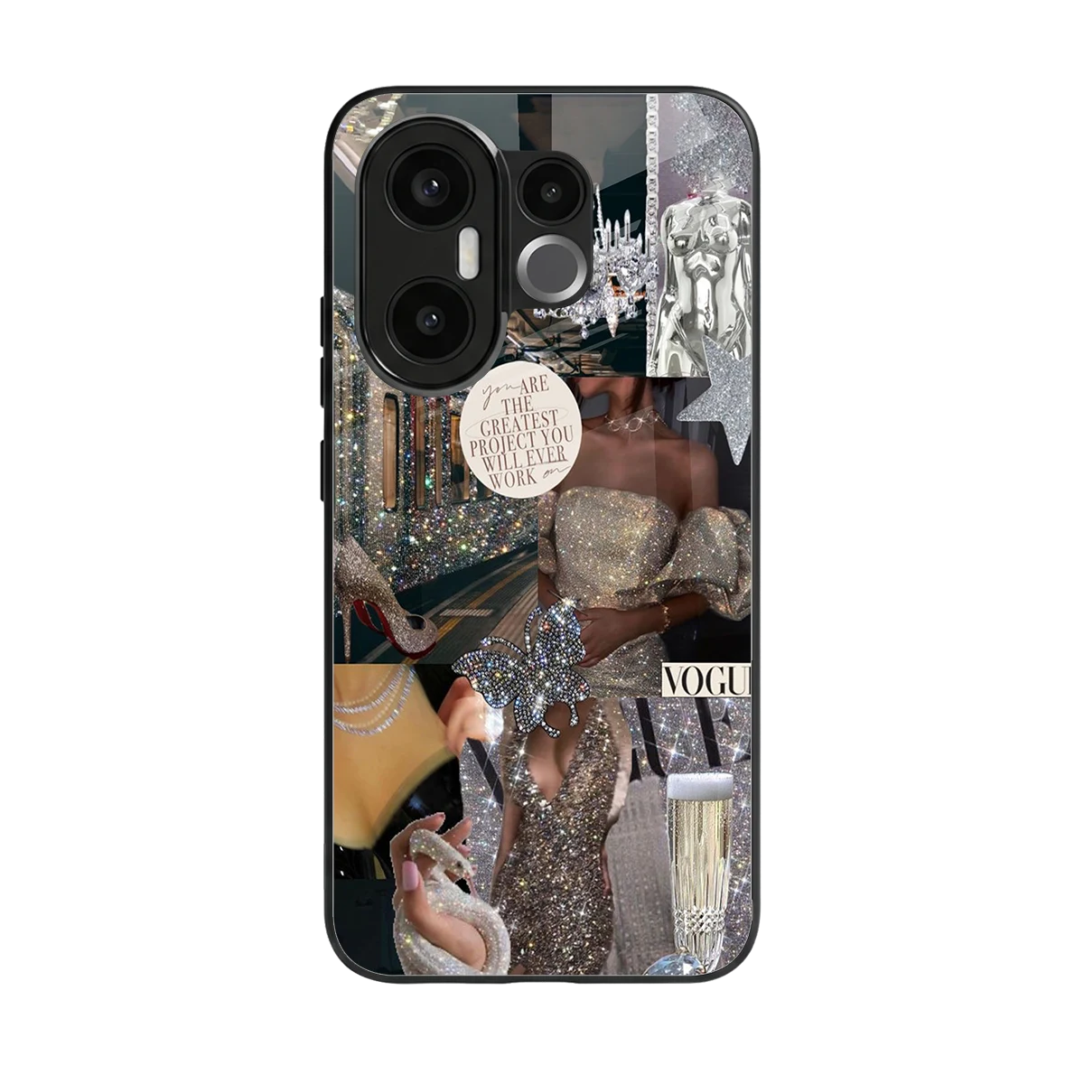 Glam Chic back phone cover | glass case for vivo x200 fe