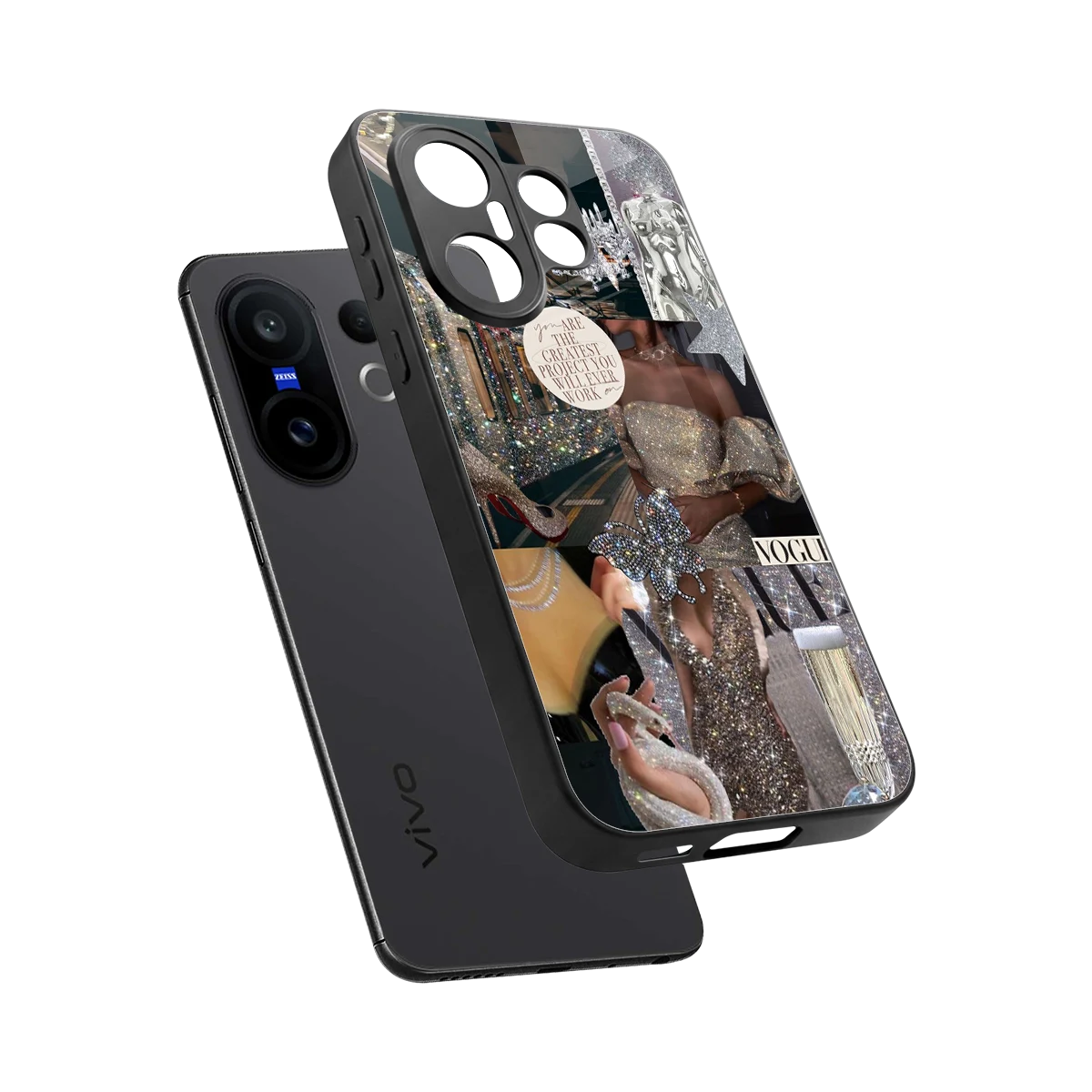 Glam Chic sleek vivo x200 fe cover with tempered glass back and TPU edges