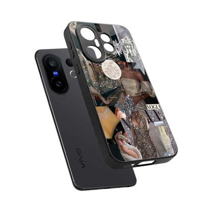 Glam Chic sleek vivo x200 fe cover with tempered glass back and TPU edges