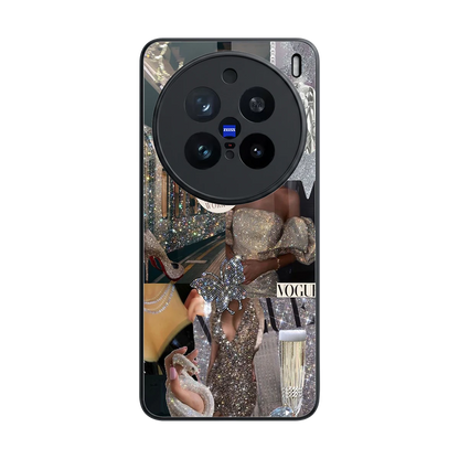 Glam Chic back phone cover | glass case for vivo x200 pro