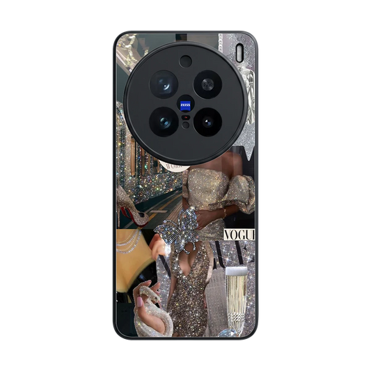 Glam Chic back phone cover | glass case for vivo x200 pro