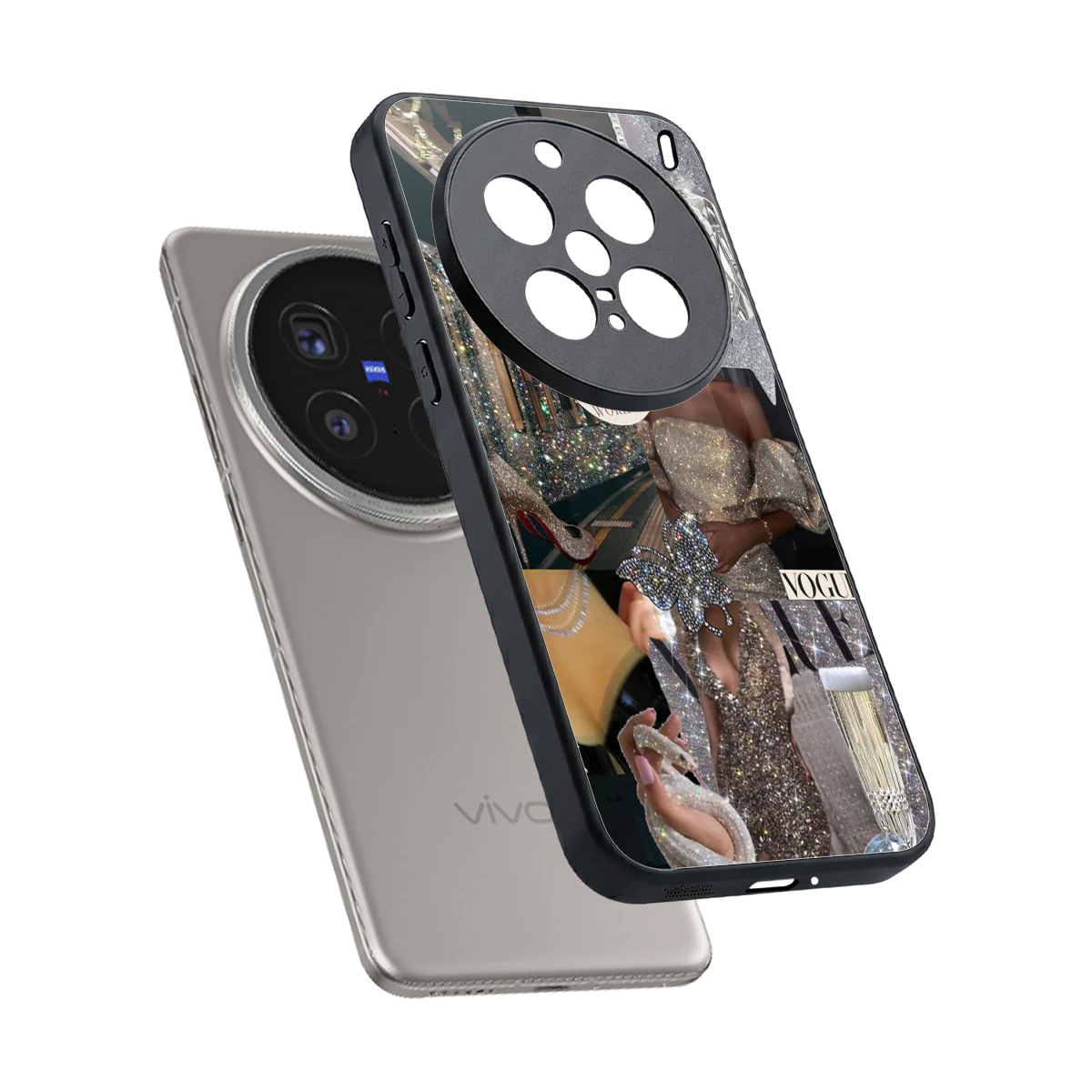 Glam Chic sleek vivo x200 pro cover with tempered glass back and TPU edges
