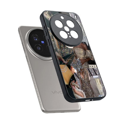 Glam Chic sleek vivo x200 pro cover with tempered glass back and TPU edges