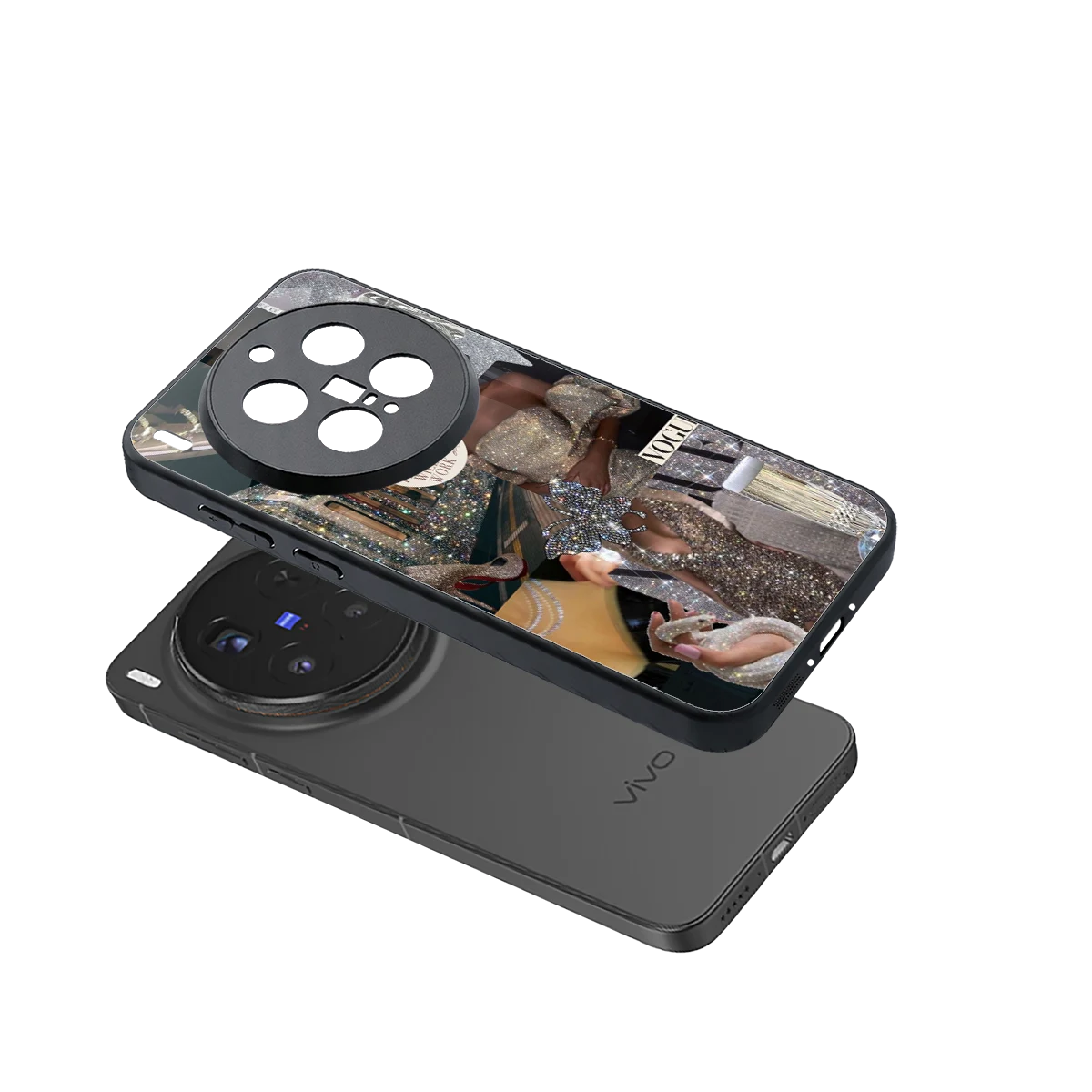 Glam Chic sleek vivo x300 pro cover with tempered glass back and TPU edges
