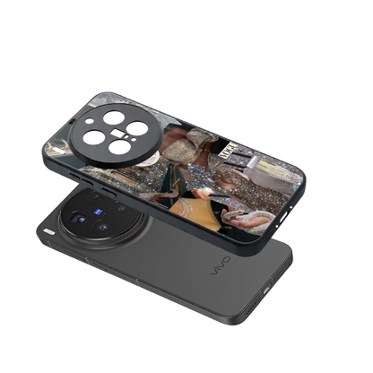 Glam Chic sleek vivo x300 pro cover with tempered glass back and TPU edges