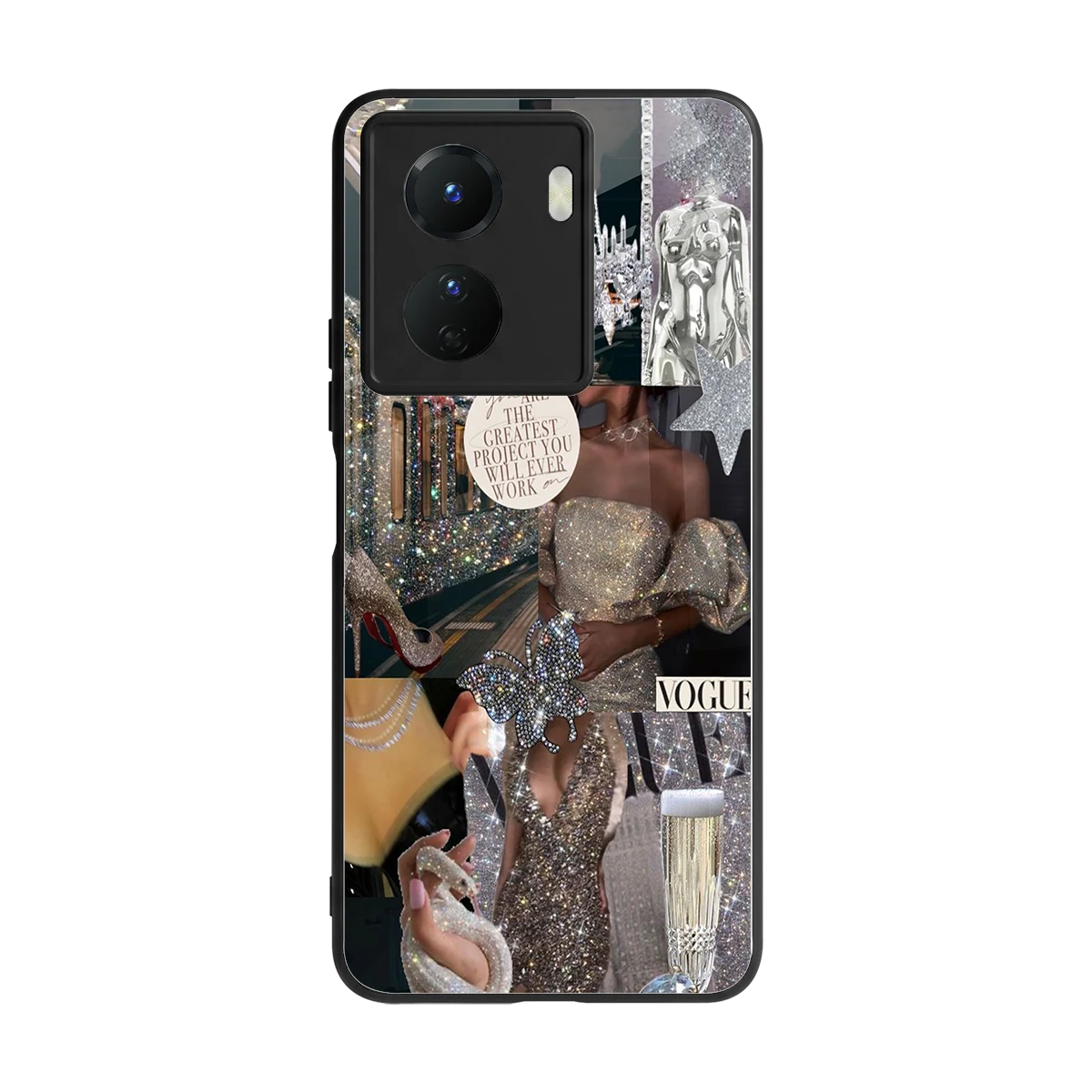 Glam Chic back phone cover | glass case for vivo y16
