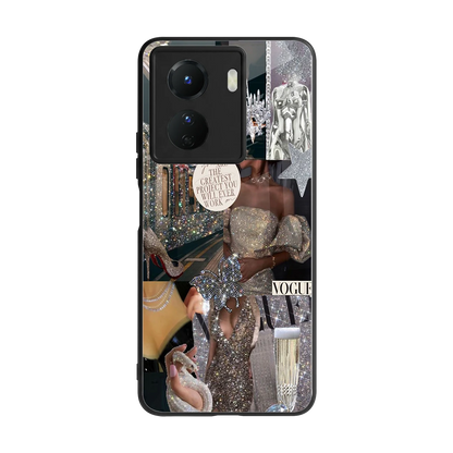 Glam Chic back phone cover | glass case for vivo y16