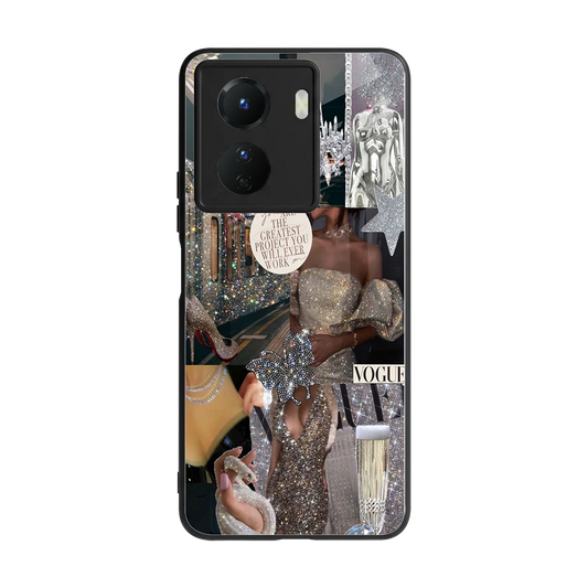 Glam Chic back phone cover | glass case for vivo y16