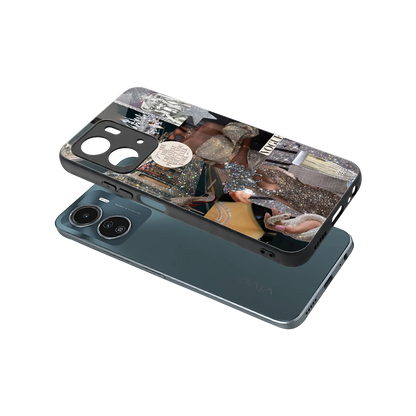 Glam Chic sleek vivo y16 cover with tempered glass back and TPU edges