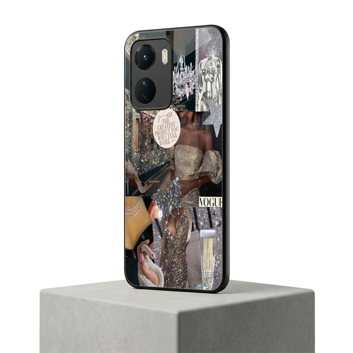 Glam Chic vivo y16 mobile cover | shockproof glass phone case