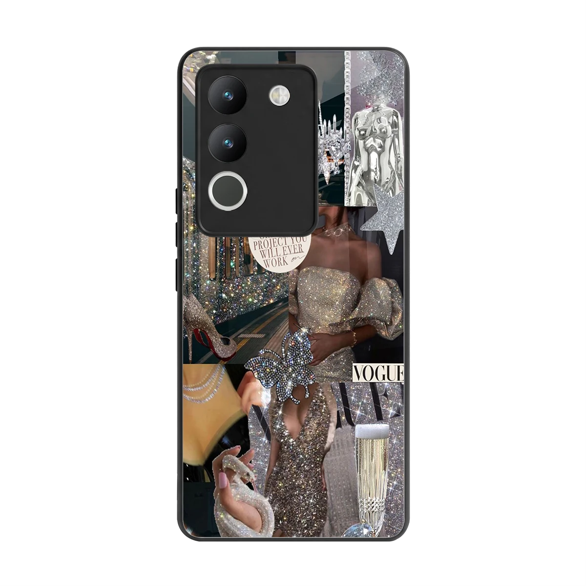 Glam Chic back phone cover | glass case for vivo y200 5g