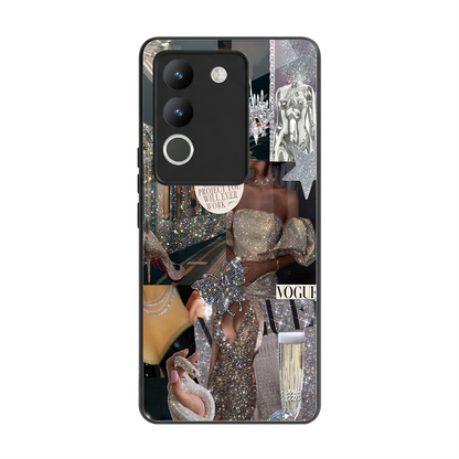 Glam Chic back phone cover | glass case for vivo y200 5g