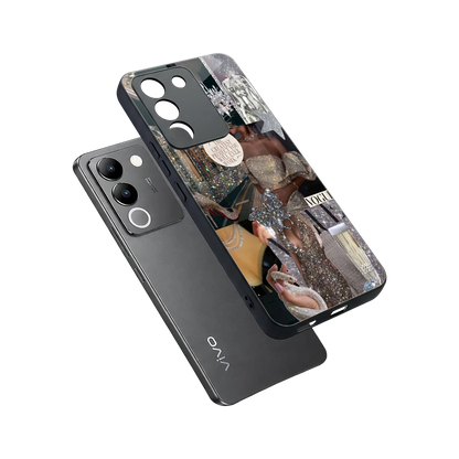 Glam Chic sleek vivo y200 5g cover with tempered glass back and TPU edges