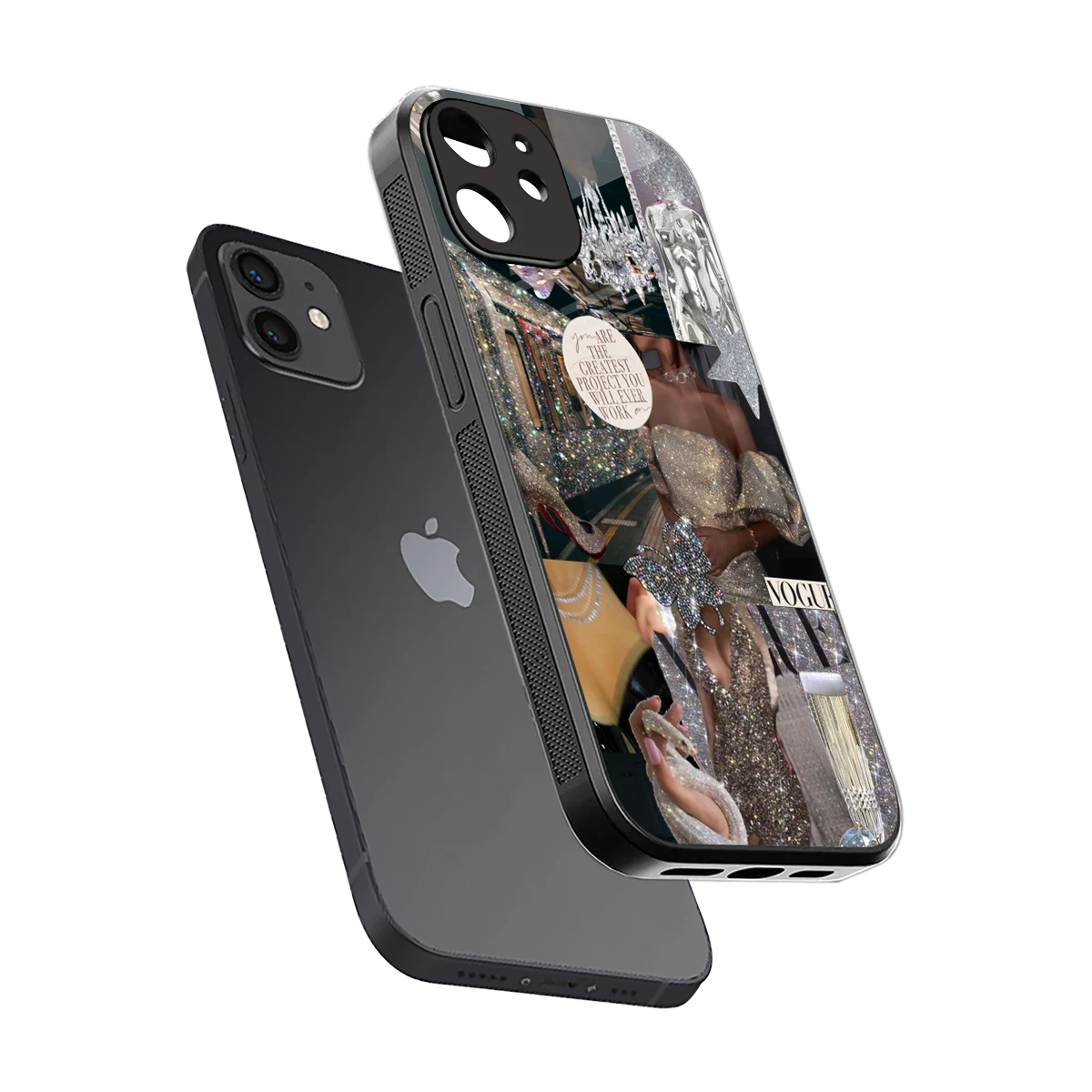 Glam Chic sleek iphone 12 cover with tempered glass back and TPU edges
