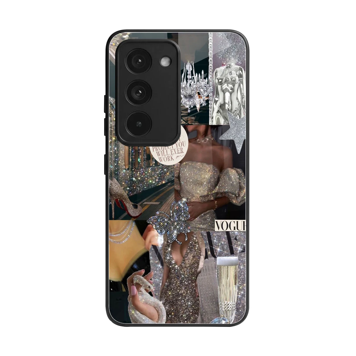 Glam Chic back phone cover | glass case for redmi 15 5g
