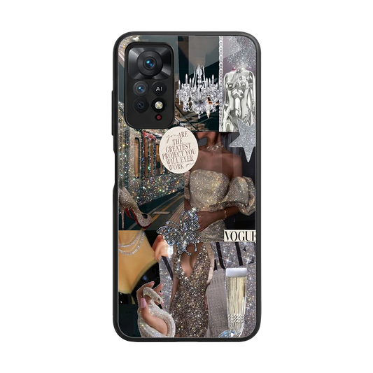 Glam Chic back phone cover | glass case for redmi note 11 pro