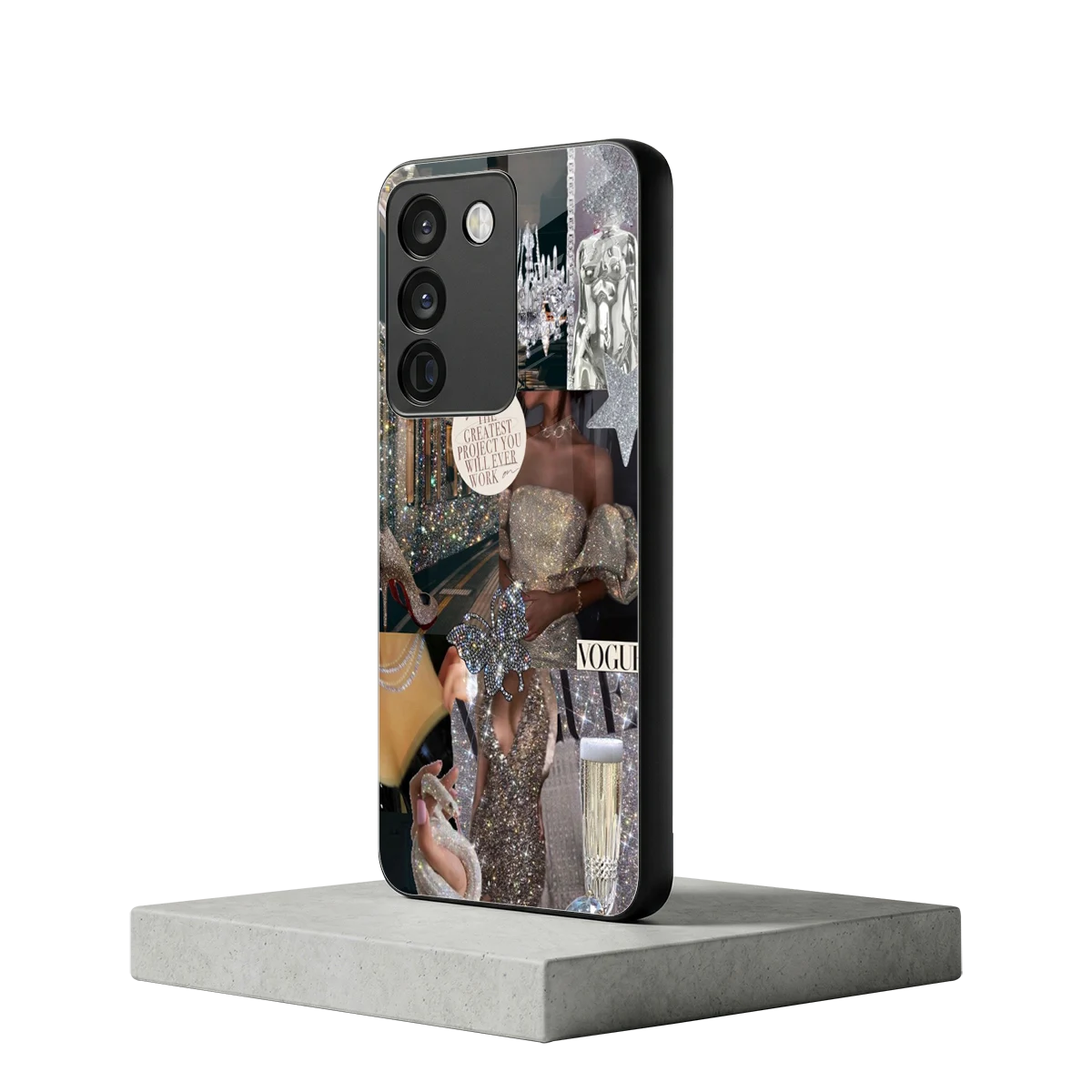 Glam Chic vivo y200 5g mobile cover | shockproof glass phone case