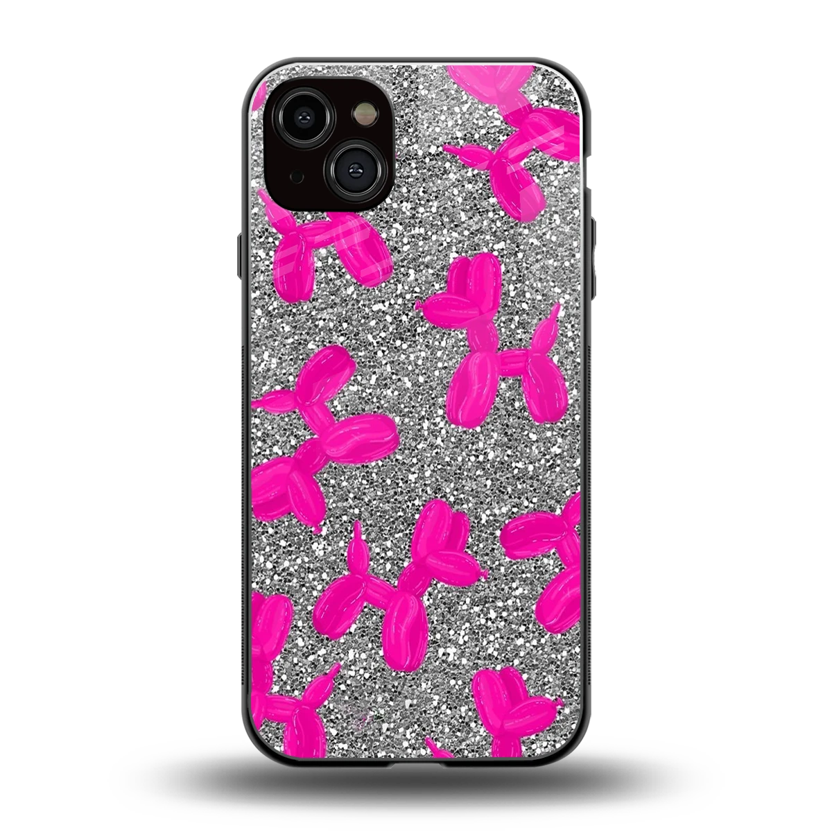 Glittery Ride back phone cover | glass case for iphone 15 plus