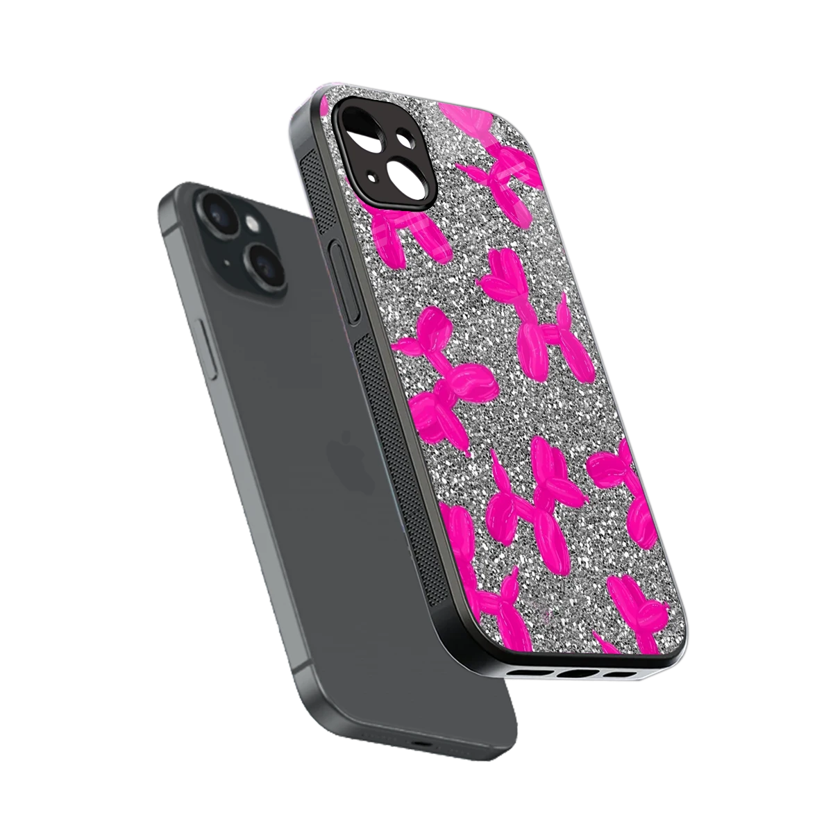 Glittery Ride sleek iphone 15 plus cover with tempered glass back and TPU edges