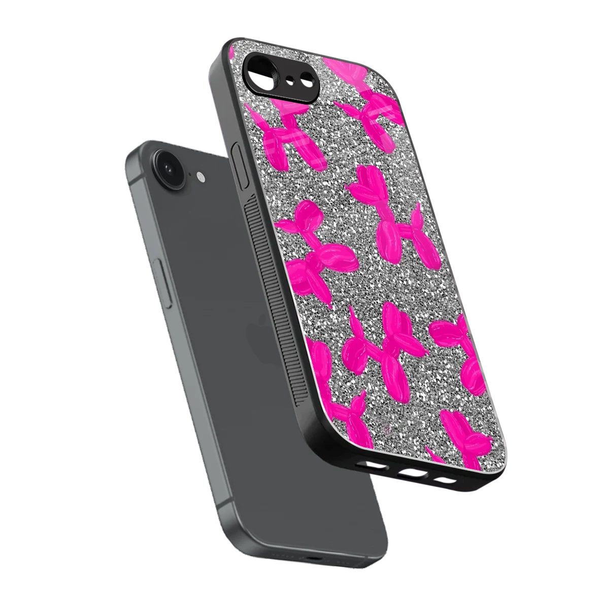Glittery Ride sleek iphone 16e cover with tempered glass back and TPU edges