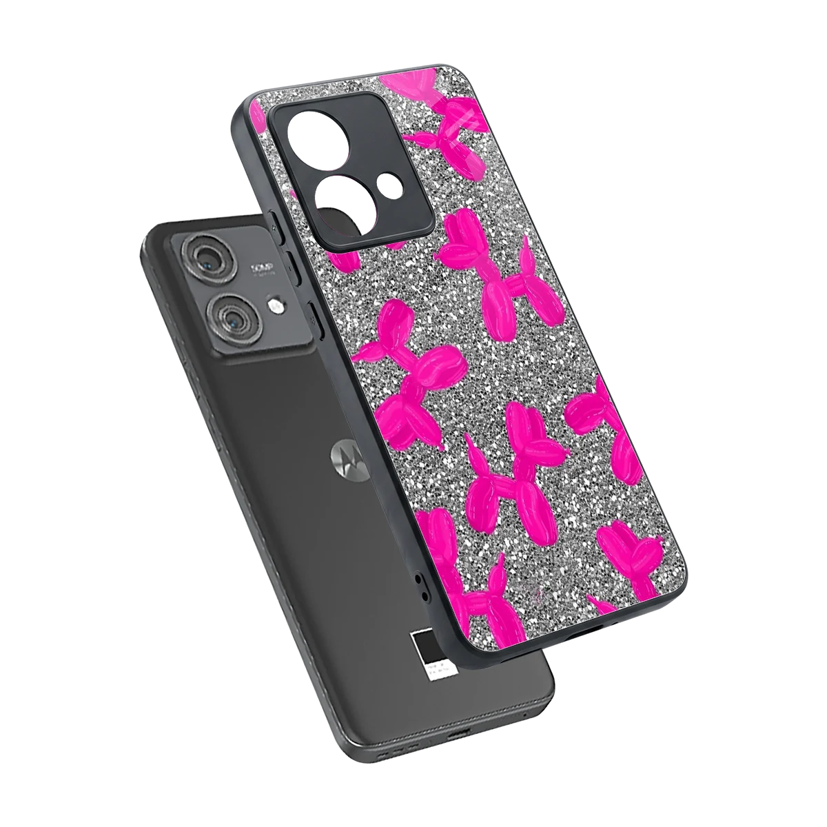 Glittery Ride sleek motorola edge 40 neo 5g cover with tempered glass back and TPU edges