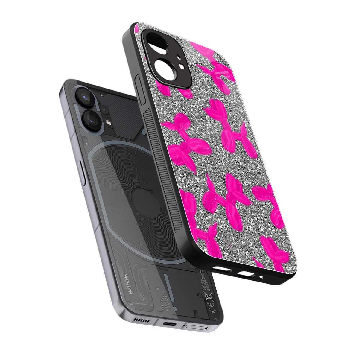 Glittery Ride sleek nothing phone 1 cover with tempered glass back and TPU edges