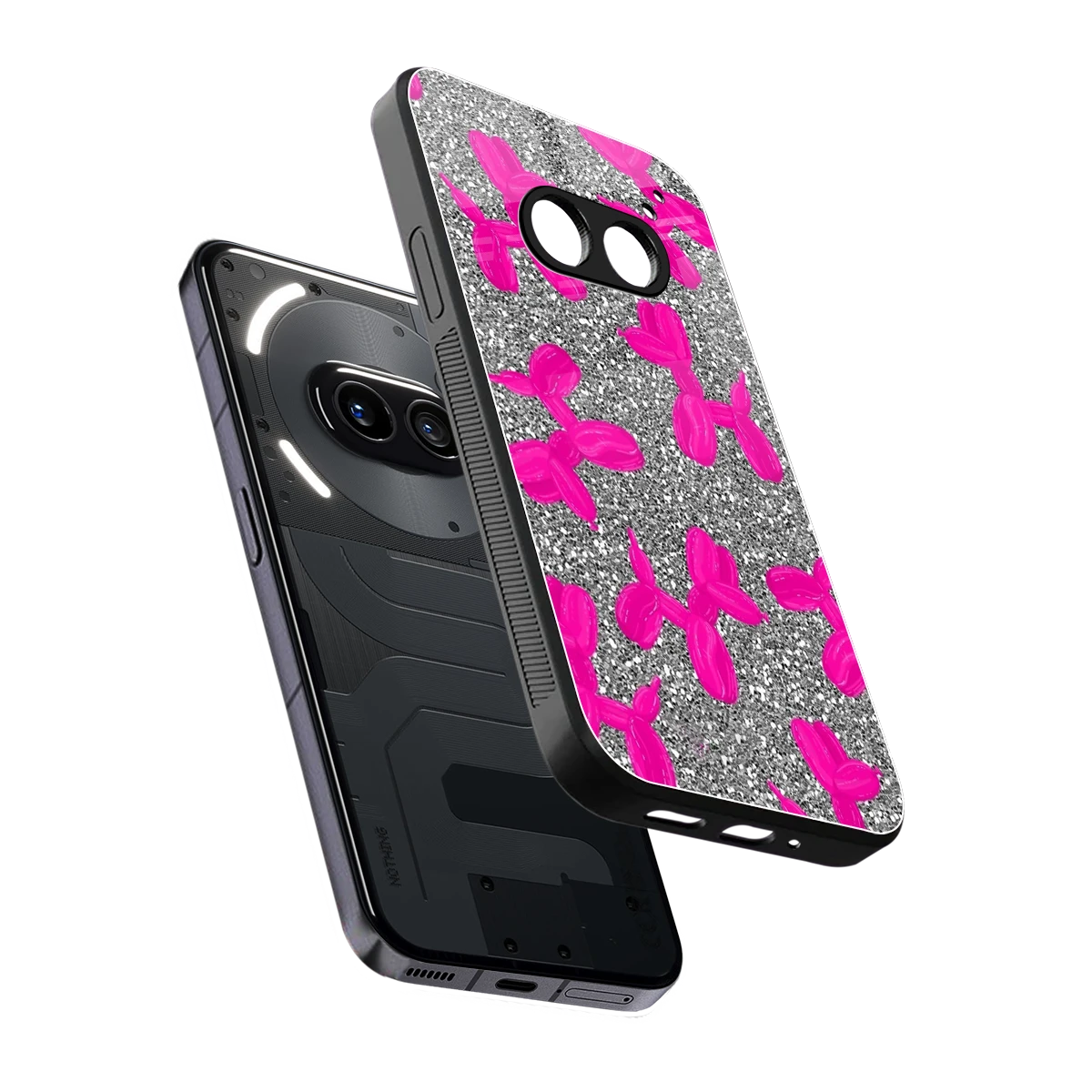 Glittery Ride sleek nothing phone 2a cover with tempered glass back and TPU edges